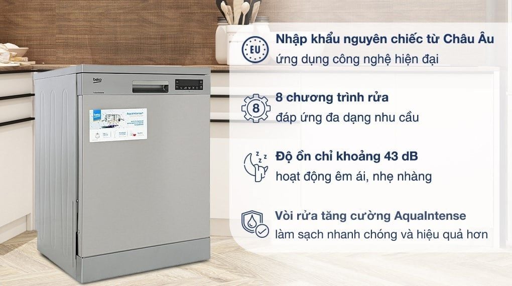 Máy rửa bát Beko DFN28424X 13 bộ độc lập