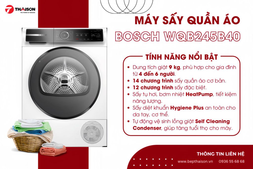 Máy sấy quần áo Bosch WQB245B40