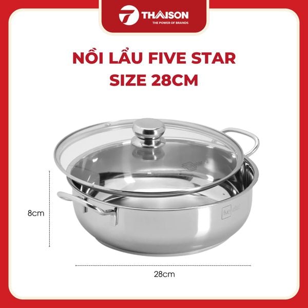 Nồi lẩu inox 304 Fivestar size 28cm