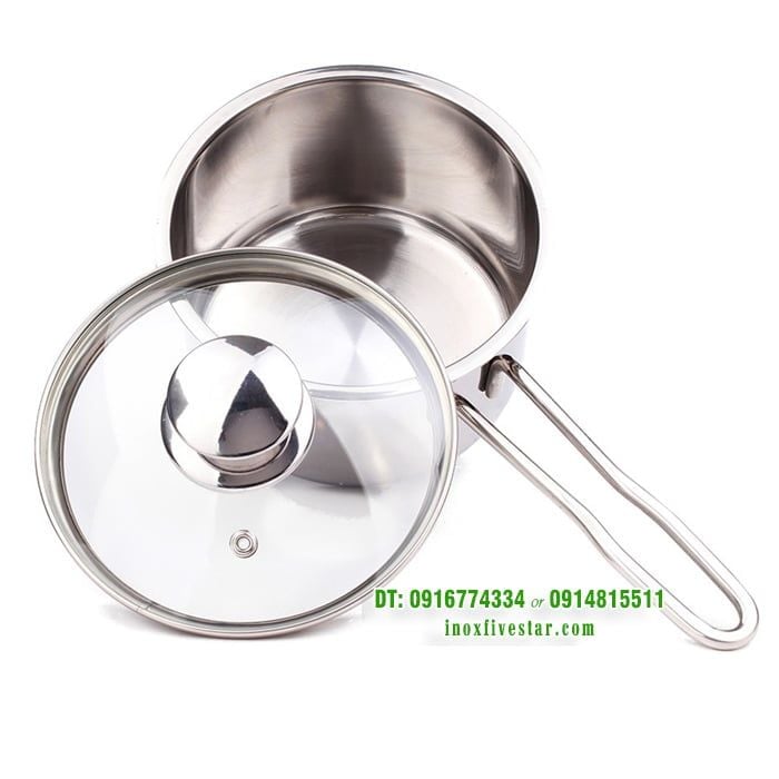 Quánh inox  Fivestar 430 3 đáy nắp kính 12/14/16cm