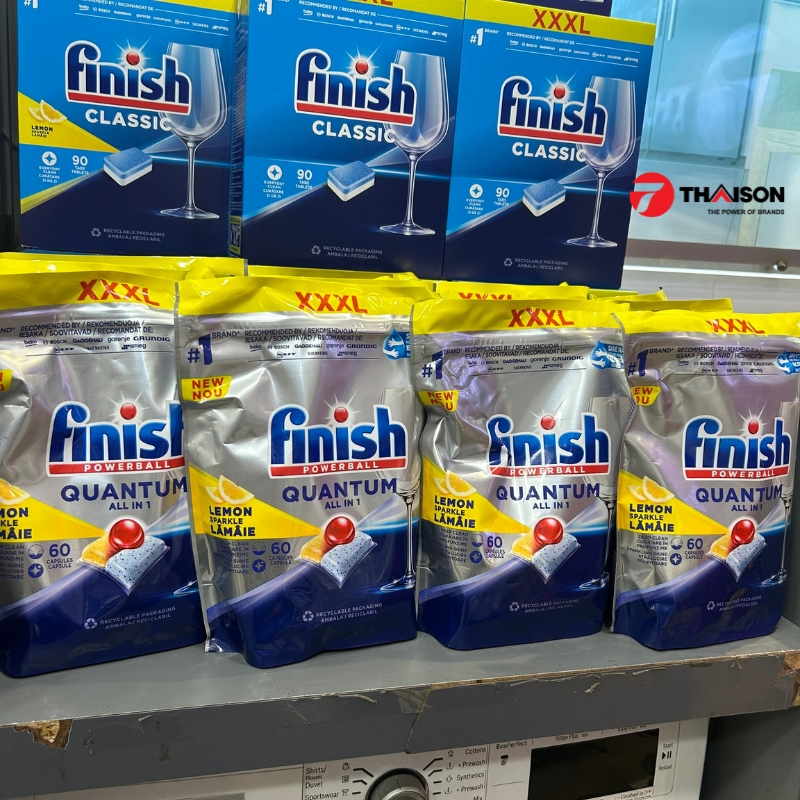 Viên rửa Finish Quantum All in one 60 viên hương chanh thơm lừng