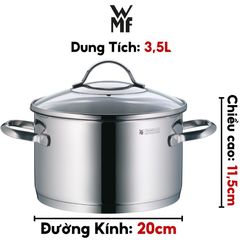 Nồi từ WMF PROVENCE PLUS HIGH CASSEROLE 20CM 0722206380