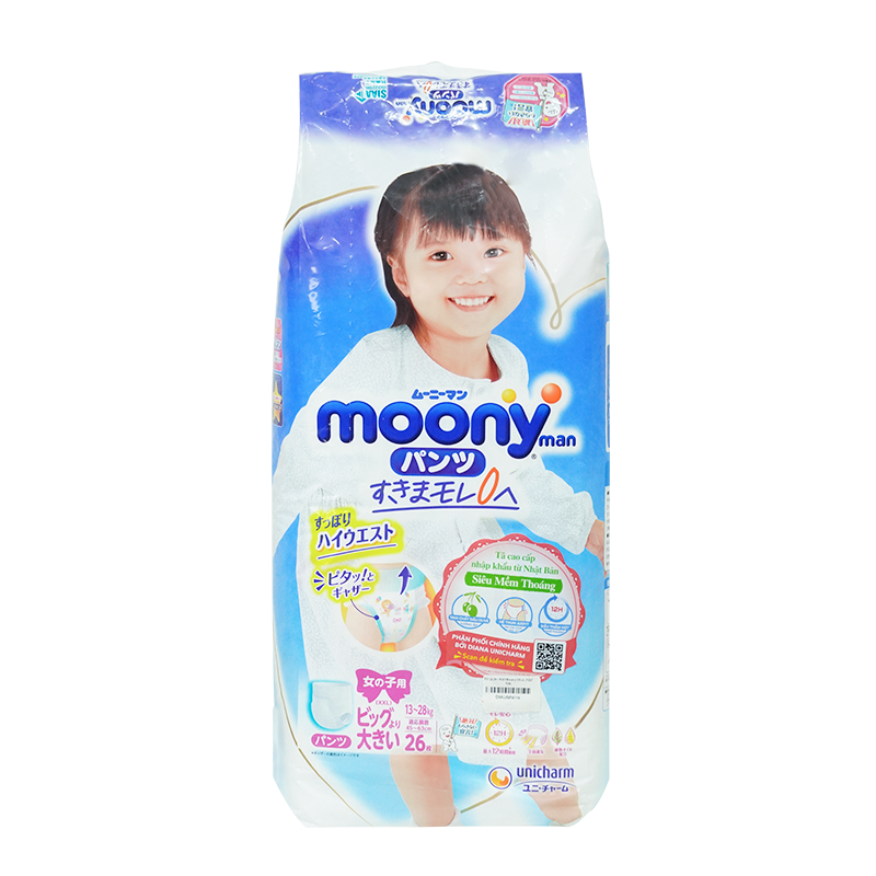 Tã Quần Xxl Moony Blue 26M Gái