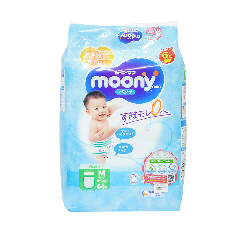 Tã Quần M Moony Blue 58M