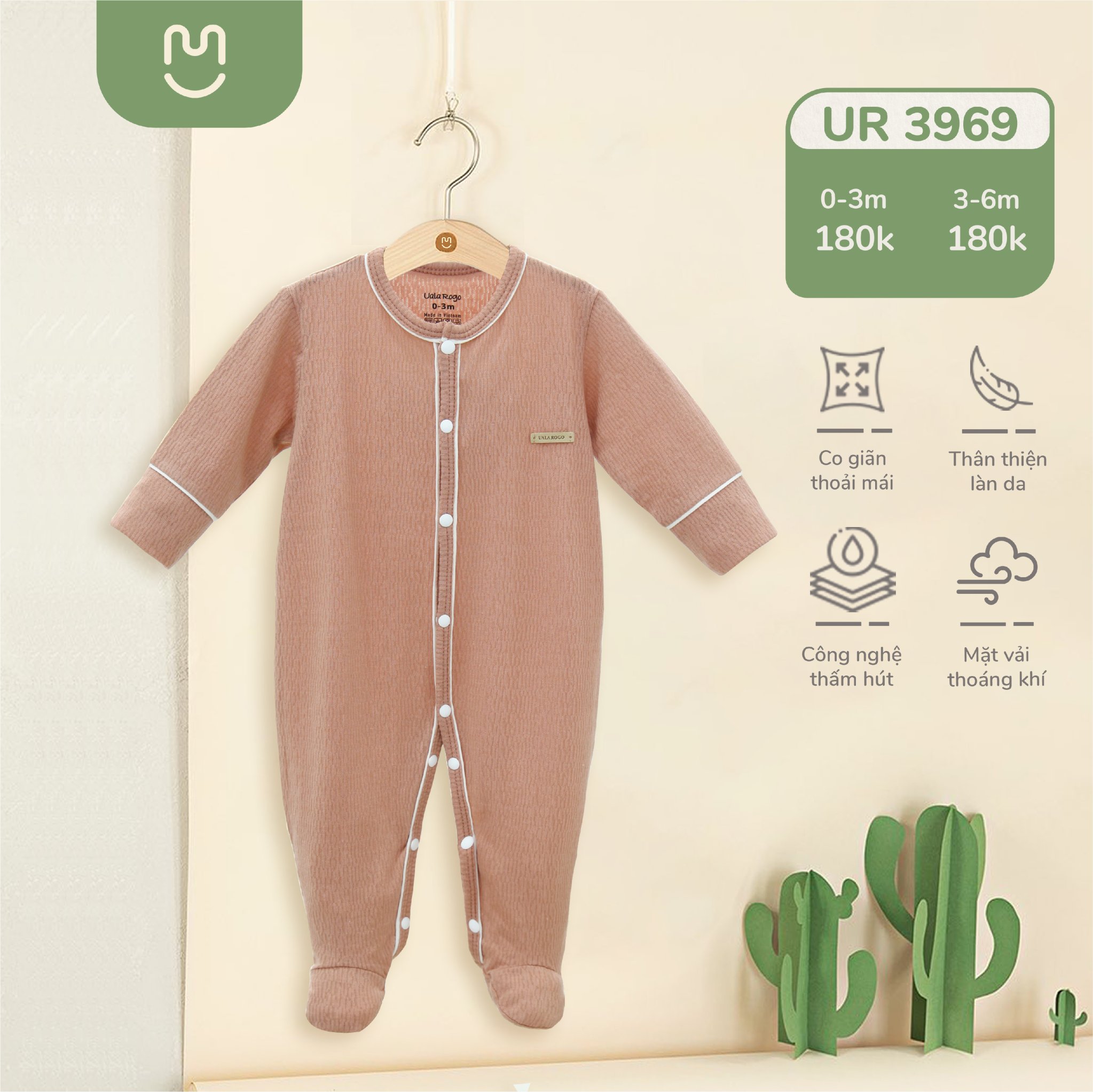 Body Dài Uala Rogo Cotton Liền Tất Ur3969