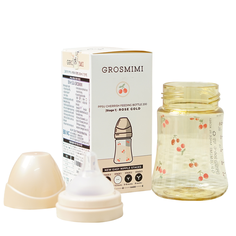 Bình Sữa Grosmimi PPSU Cherry Hồng