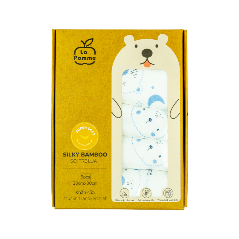 Khăn Sữa Tre La Pomme Gấu Xanh