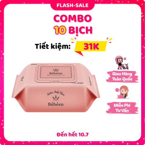 Combo 10 Khăn Ướt Không Mùi Bebeen Signature 100M