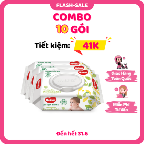 Combo 10 Khăn Ướt Không Mùi Huggies 64M