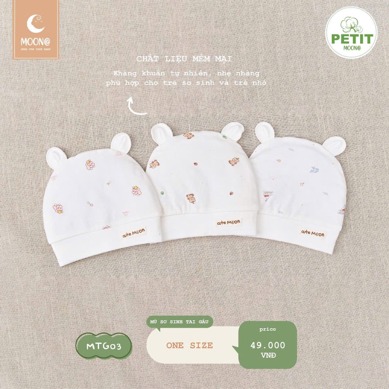Nón Moon Tay Gấu Trắng Họa Tiết MGT03