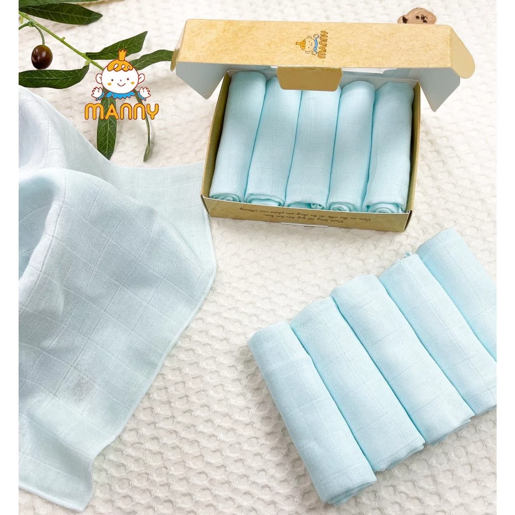 Khăn Sữa Tre Manny Hộp 5 Cái Trơn