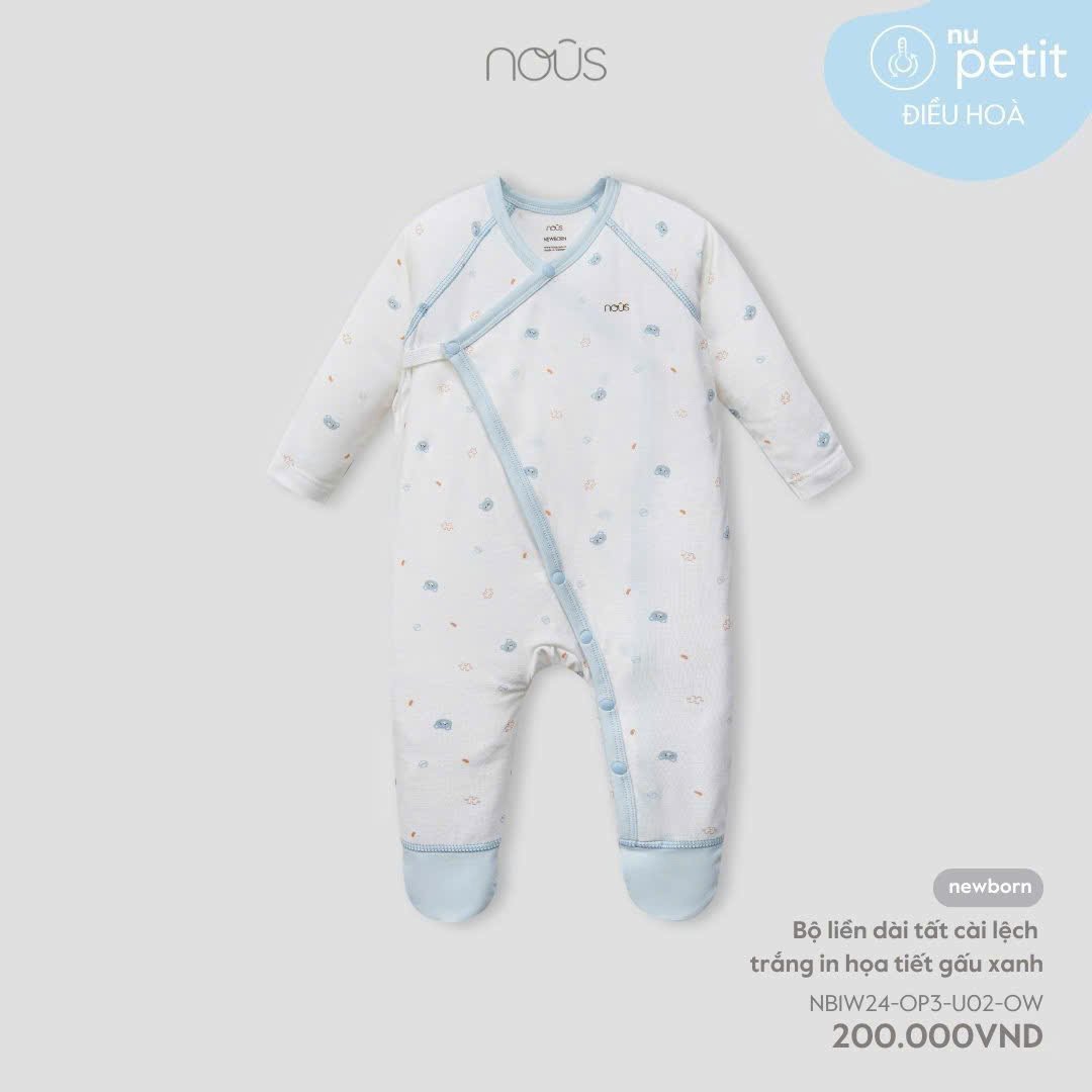 Body Dài Nous Liền Tất Trắng Gấu Xanh