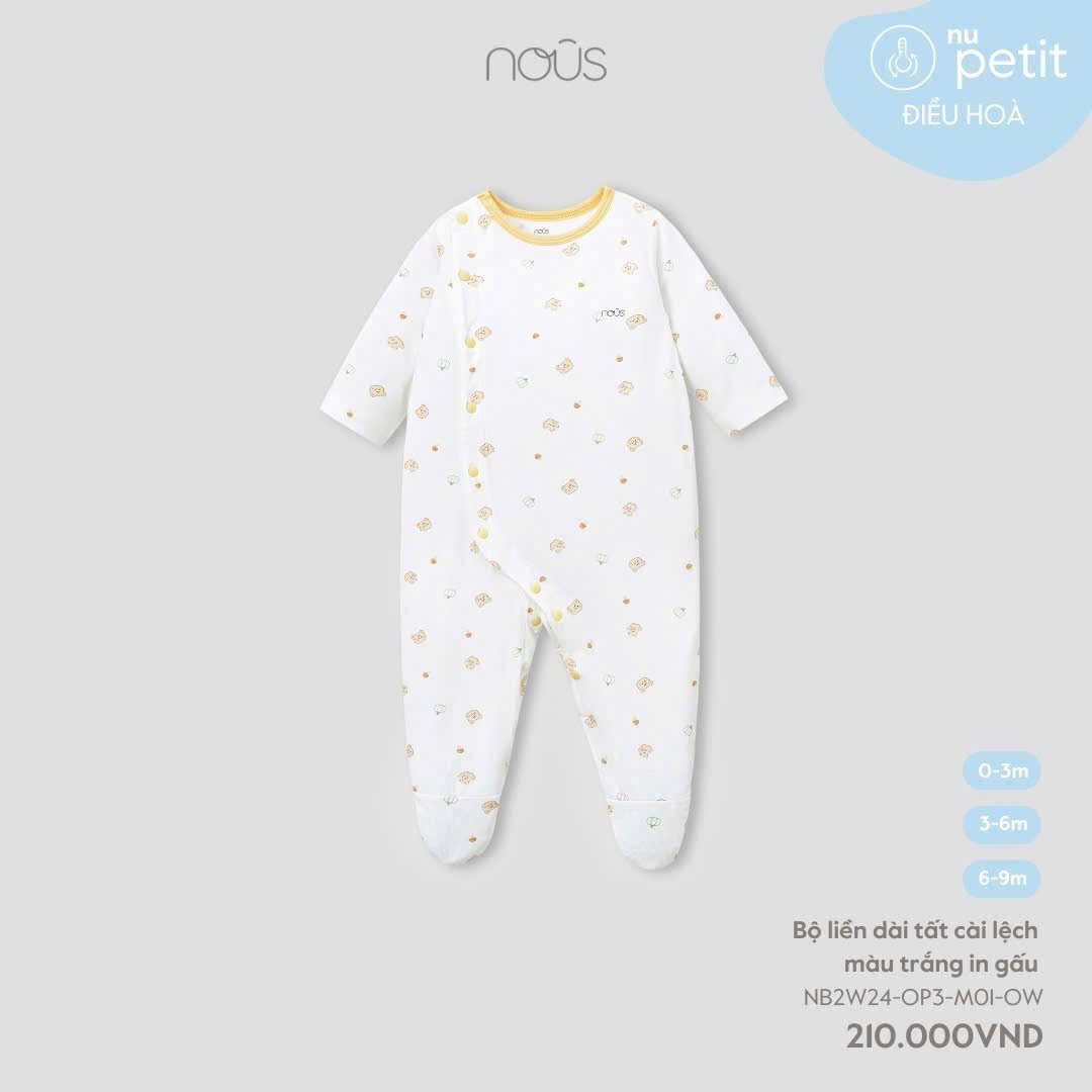 Body Dài Nous Liền Tất Lệch Trắng Gấu NB