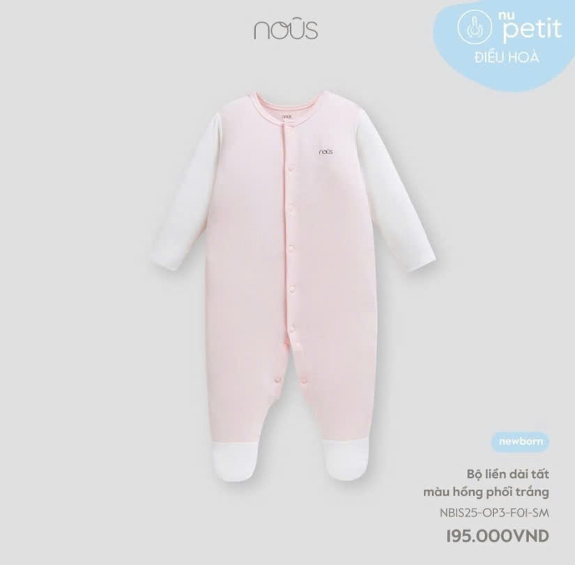 Body Dài Nous Liền Tất Hồng + Trắng NB