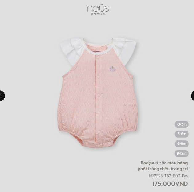 Body Chip Nous Phối Trắng Thêu Trang Trí 3-6M Hồng