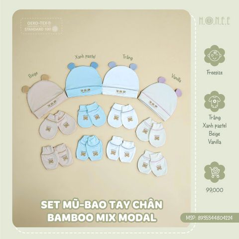 Set Nón - Bao Tay Chân Hrnee Bamboo Modal