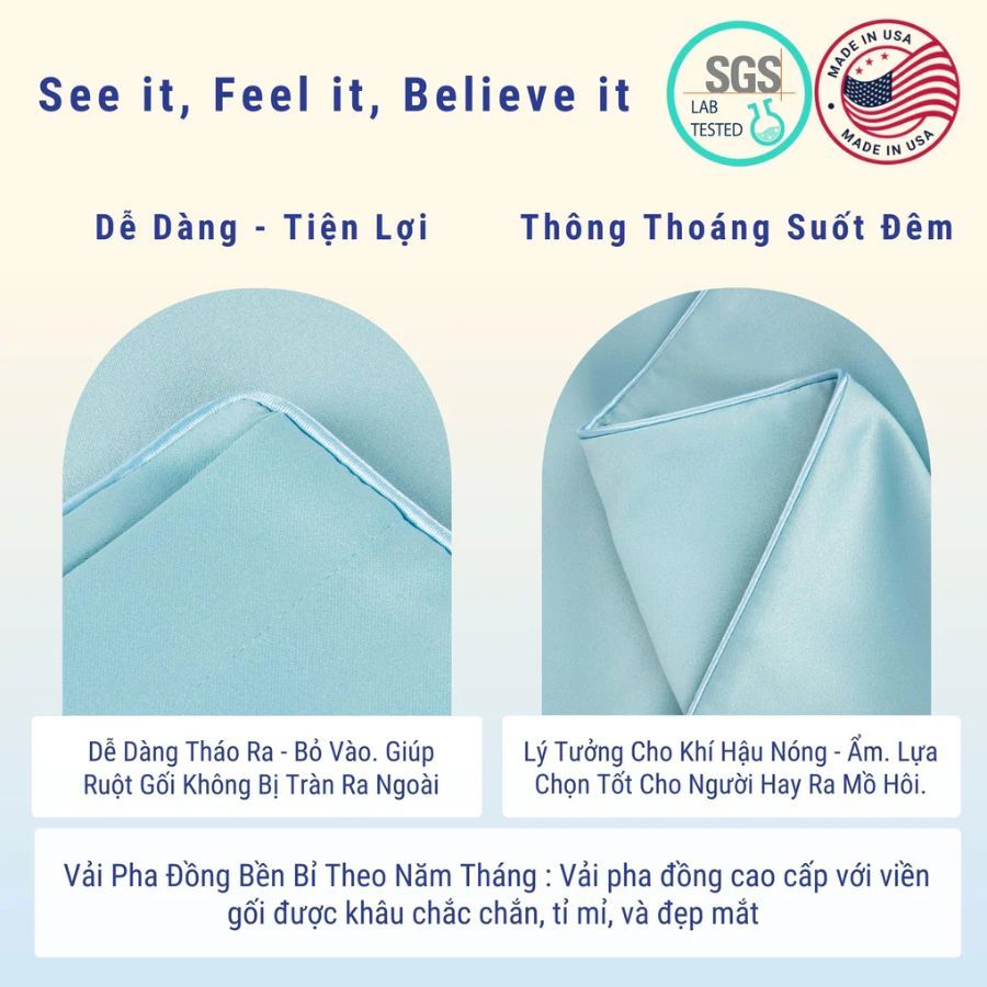 Áo Gối Cao Cấp 100% Pha Đồng Cho Da, Tóc, Mụn