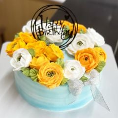 Mẫu bánh kem/bánh sinh nhật 16FOOD hoa màu vàng trắng nở rộ bán chạy