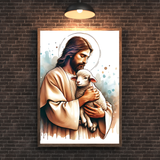  Tranh Treo Tường Tranh Chúa Ôm Chiên - Tranh Công Giáo Cao Cấp, Đẹp, Ý Nghĩa 