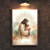  Tranh Treo Tường Chúa Giêsu Cầu Nguyện Cùng Em Bé Trai - Tranh Công Giáo Cao Cấp, Đẹp, Ý Nghĩa 