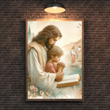  Tranh Treo Tường Chúa Giêsu Cầu Nguyện Cùng Em Bé Trai - Tranh Công Giáo Cao Cấp, Đẹp, Ý Nghĩa 