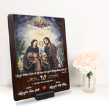  Quà kỷ niệm ngày cưới tranh gỗ Thiên Chúa ban phước cho tình yêu đôi lứa 