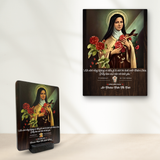  Tranh Thánh Têrêsa Hài Đồng Giêsu - Tranh công giáo để bàn/ treo tường bằng gỗ mộc mạc ý nghĩa 