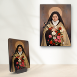  Tranh Thánh Têrêsa Hài Đồng Giêsu - Tranh công giáo để bàn/ treo tường bằng gỗ mộc mạc ý nghĩa 