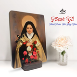  Tranh Thánh Têrêsa Hài Đồng Giêsu - Tranh công giáo để bàn/ treo tường bằng gỗ mộc mạc ý nghĩa 