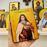  Tranh Thánh Têrêsa Hài Đồng Giêsu - Tranh công giáo để bàn/ treo tường bằng gỗ mộc mạc ý nghĩa 