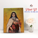  Tranh Thánh Têrêsa Hài Đồng Giêsu - Tranh công giáo để bàn/ treo tường bằng gỗ mộc mạc ý nghĩa 