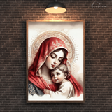  Tranh Treo Tường Tranh Đức Mẹ Bế Chúa Hài Đồng Giêsu - Tranh Công Giáo Nghệ Thuật, Cao Cấp, Ý Nghĩa 
