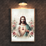  Tranh Treo Tường Tranh Thánh Tâm Chúa Giêsu - Tranh Công Giáo Nghệ Thuật, Tranh Chúa Giêsu Ý Nghĩa Thiêng Liêng 