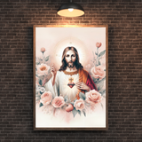  Tranh Treo Tường Tranh Thánh Tâm Chúa Giêsu - Tranh Công Giáo Nghệ Thuật, Tranh Chúa Giêsu Ý Nghĩa Thiêng Liêng 