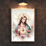  Tranh Treo Tường Tranh Thánh Tâm Chúa Giêsu - Tranh Công Giáo Nghệ Thuật, Tranh Chúa Giêsu Ý Nghĩa Thiêng Liêng 