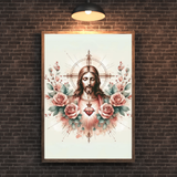  Tranh Treo Tường Tranh Thánh Tâm Chúa Giêsu - Tranh Công Giáo Nghệ Thuật, Tranh Chúa Giêsu Ý Nghĩa Thiêng Liêng 