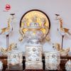  Bộ Đồ Thờ Bát Tràng đầy đủ bạch ngọc vẽ vàng 24k cao 50cm 21 vật phẩm | Bộ Thờ Cúng Gia Tiên Bát Tràng 