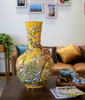 Bình phú quý Bát Tràng công danh phú quý men vàng đắp nổi vẽ vàng kích thước 72cm
