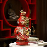  Hồ Lô Phong Thủy mã đáo thành công men đỏ màu vẽ vàng Bát Tràng kích thước 75cm | Quà Tặng Phong Thủy hồ lô gốm sứ 