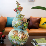  Hồ Lô Phong Thủy mã đáo thành công men sứ xanh đắp nổi chuẩn Bát Tràng kích thước 75cm | Quà Tặng Phong Thủy hồ lô gốm sứ 