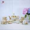  Bộ ấm chén Bát Tràng men trắng ngàn hoa Phú Quý phong cách Châu Âu vẽ vàng 24k đầy đủ 16 vật phẩm cao cấp 