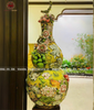 Hồ Lô Phong Thủy kim long ngàn hoa đắp nổi men sứ loang 3d chuẩn Bát Tràng kích thước 110cm | Quà Tặng Phong Thủy hồ lô gốm sứ