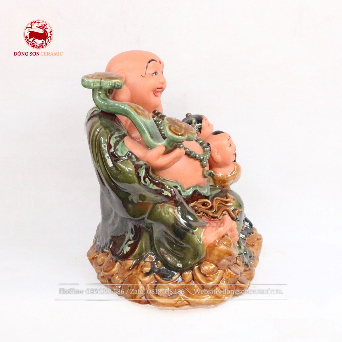  Tượng Di Lặc Trường Thọ men hổ phách cao 66cm 