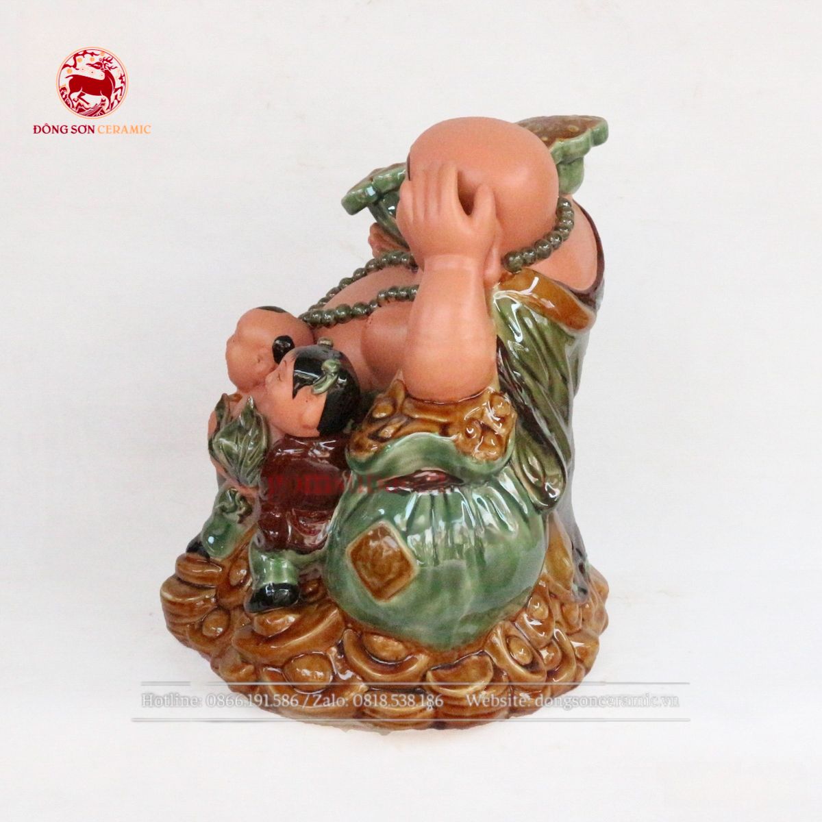  Tượng Di Lặc Trường Thọ men hổ phách cao 66cm 