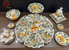  Bộ bát ăn gốm sứ Bát Tràng hoa mặt trời hoa leo vàng men trắng 27 vật phẩm 