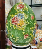  Trứng phong thủy gốm Bát Tràng công danh phú quý nền xanh ngọc vẽ vàng 24k kích thước 60cm 