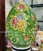  Trứng phong thủy gốm Bát Tràng công danh phú quý nền xanh ngọc vẽ vàng 24k kích thước 60cm 