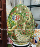  Trứng phong thủy gốm Bát Tràng công danh phú quý nền xanh ngọc vẽ vàng 24k kích thước 60cm 