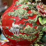  Hồ Lô Phong Thủy mã đáo thành công men đỏ màu vẽ vàng Bát Tràng kích thước 75cm | Quà Tặng Phong Thủy hồ lô gốm sứ 