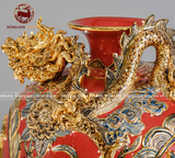  Bình Hút Tài Lộc gốm Bát Tràng phúc lộc thọ men sứ đỏ kích thước 40cm đắp nổi kênh bong vẽ vàng | Quà Tặng Cao Cấp bình hút tài lộc Bát Tràng 